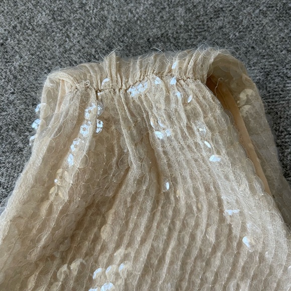 Alice + Olivia Silk Peach Beaded Sequined  Top - Picture 3 of 5